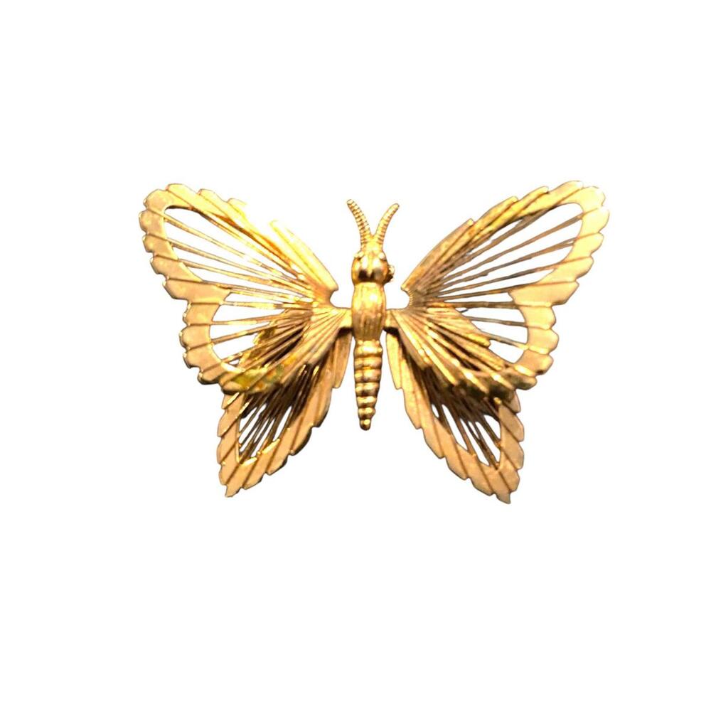 Monet Butterfly Pin Brooch Wings Openwork Design Gold Tone Jewelry Spring